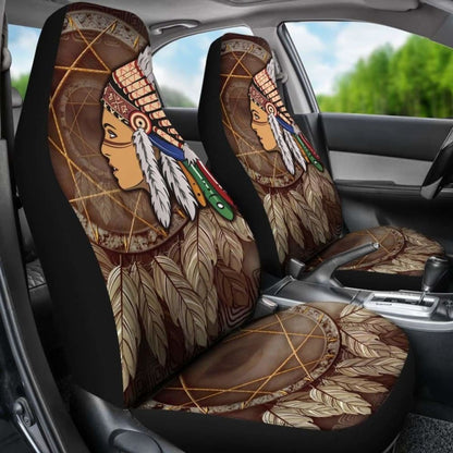 Native American Car Seat Covers - Native American Girls With Dreamcatcher -