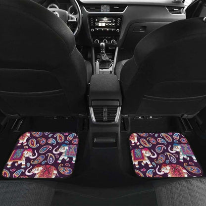 Elephant Indian Style Ornament Pattern Front And Back Car Mats