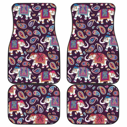 Elephant Indian Style Ornament Pattern Front And Back Car Mats