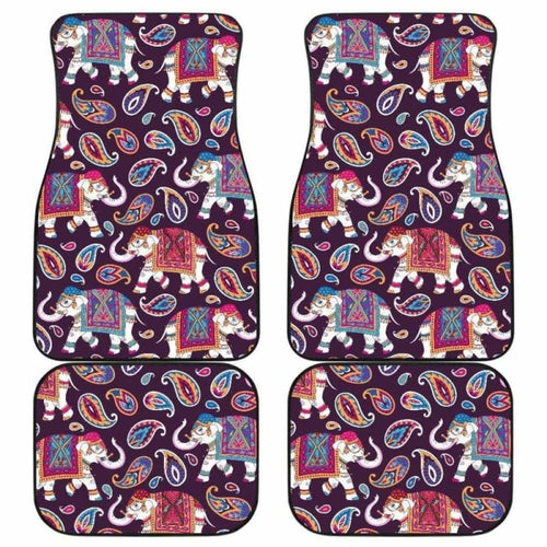 Elephant Indian Style Ornament Pattern Front And Back Car Mats