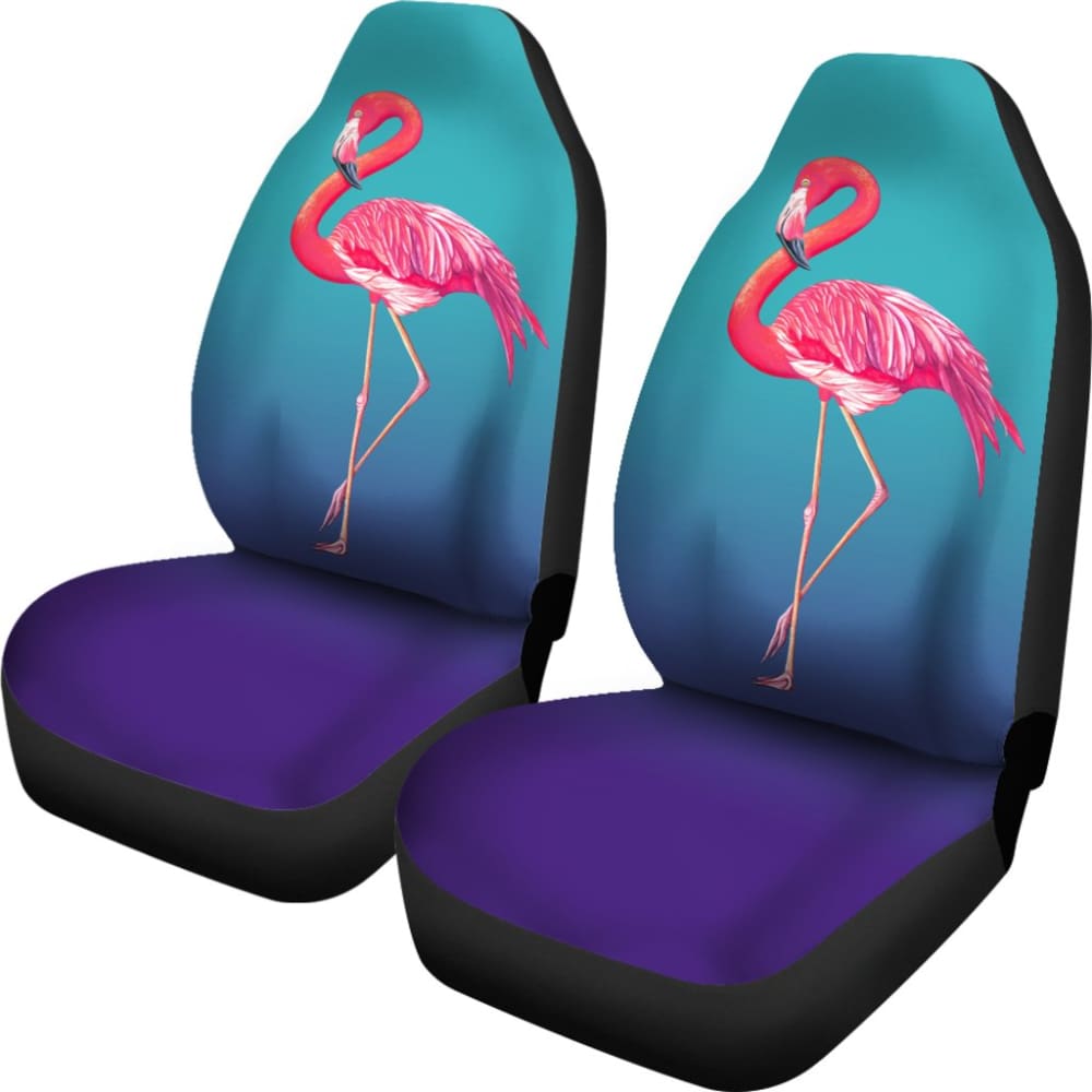Pink Flamingos On Blue Background Car Seat Covers