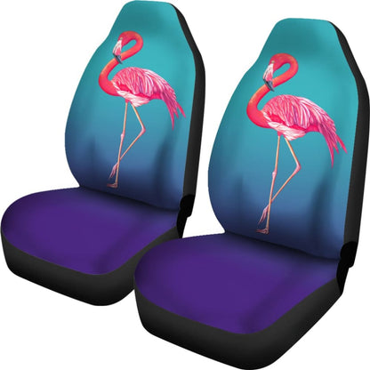 Pink Flamingos On Blue Background Car Seat Covers