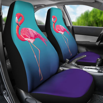 Pink Flamingos On Blue Background Car Seat Covers