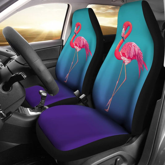 Pink Flamingos On Blue Background Car Seat Covers