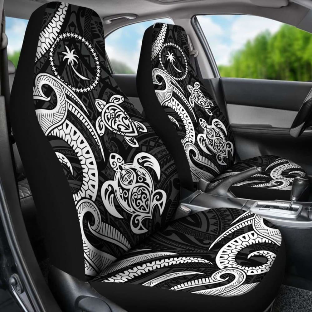 Chuuk Micronesian Car Seat Covers - White Tentacle Turtle -