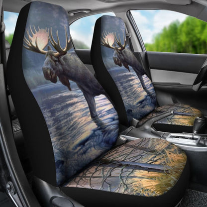 Powerful Elk on Water Car Seat Cover