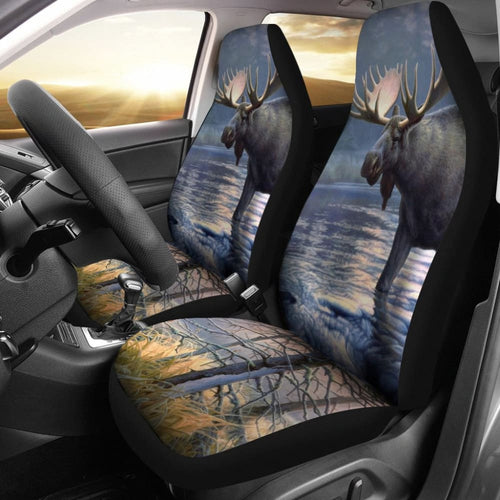Powerful Elk on Water Car Seat Cover