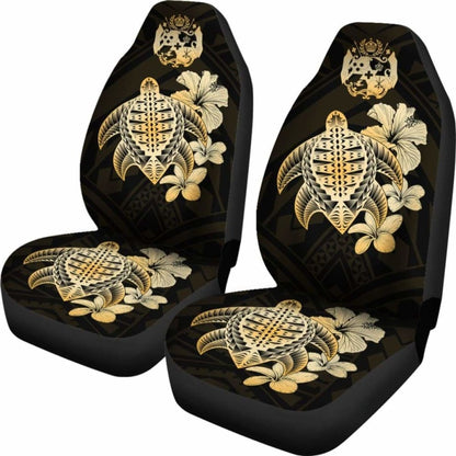 Tongan Car Seat Covers Hibiscus Plumeria Mix Polynesian Turtle Gold Awesome