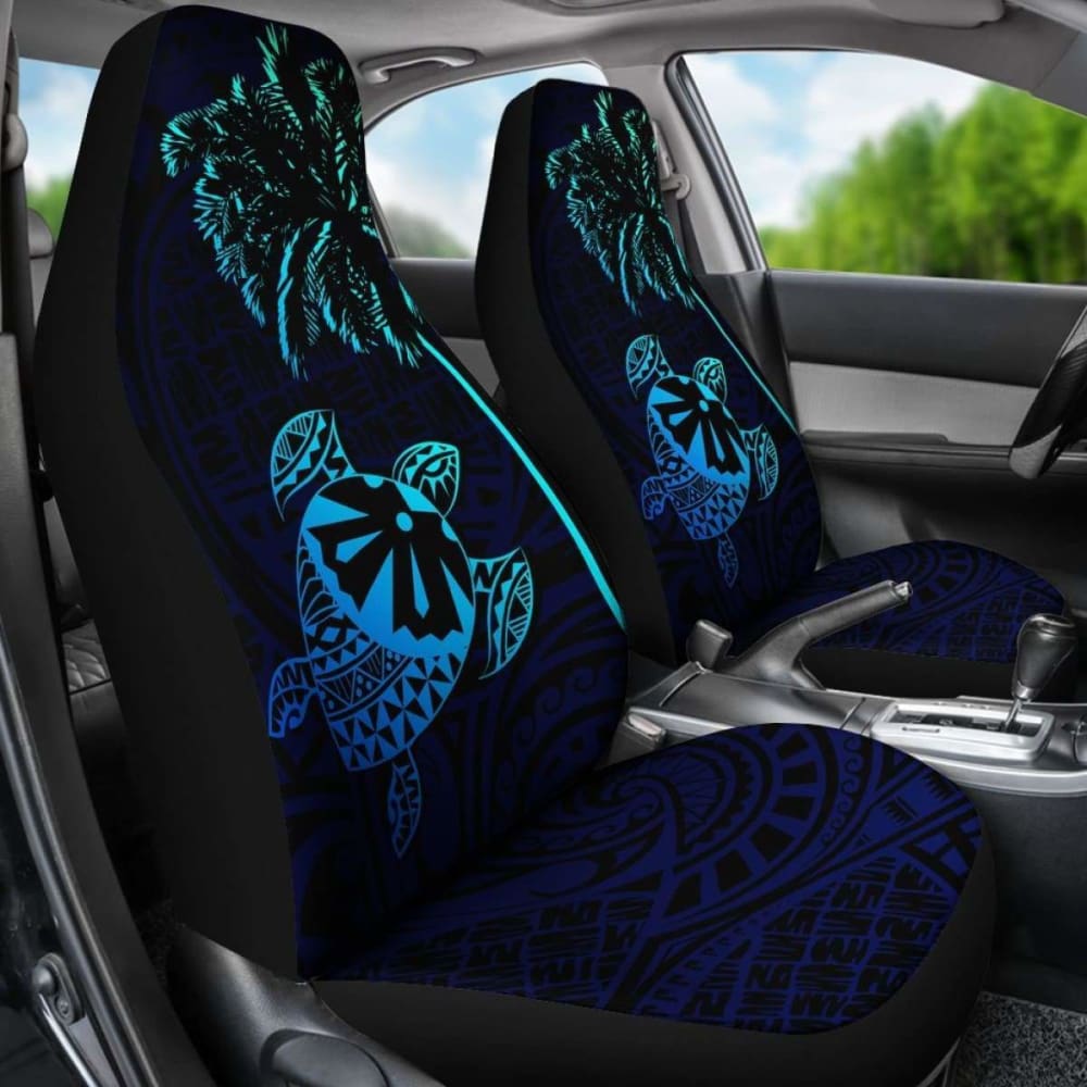 Fiji Islands Tapa Turtle Blue Car Seat Covers