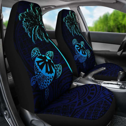 Fiji Islands Tapa Turtle Blue Car Seat Covers