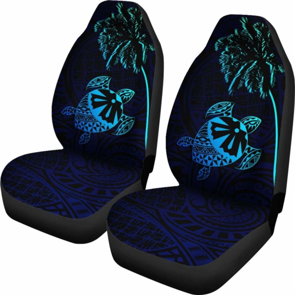 Fiji Islands Tapa Turtle Blue Car Seat Covers
