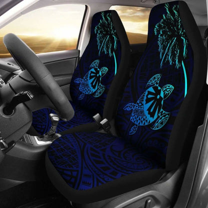 Fiji Islands Tapa Turtle Blue Car Seat Covers