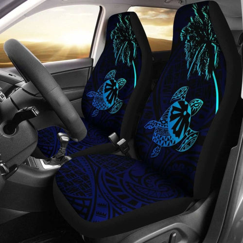 Fiji Islands Tapa Turtle Blue Car Seat Covers