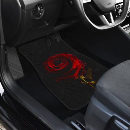 Black with Red Rose Blooming Car Floor Mats