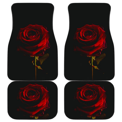 Black with Red Rose Blooming Car Floor Mats
