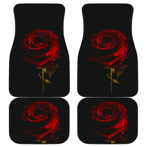 Black with Red Rose Blooming Car Floor Mats