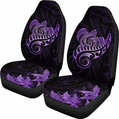 New Zealand Car Seat Covers - Aotearoa Maori Turtle Silver Fern Violet Awesome