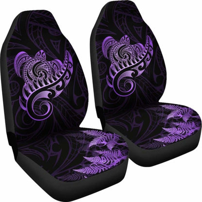 New Zealand Car Seat Covers - Aotearoa Maori Turtle Silver Fern Violet Awesome