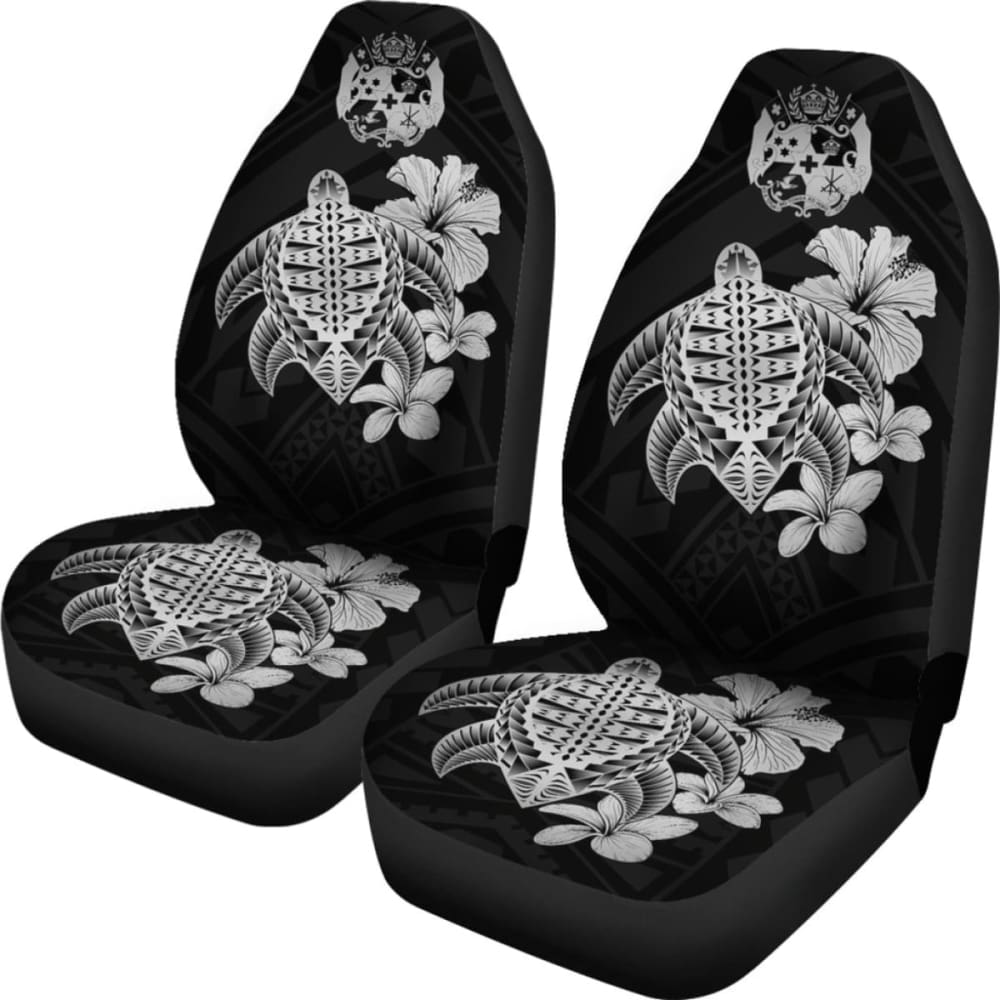 Tongan Car Seat Covers Hibiscus Plumeria Mix Polynesian Turtle Gray Awesome