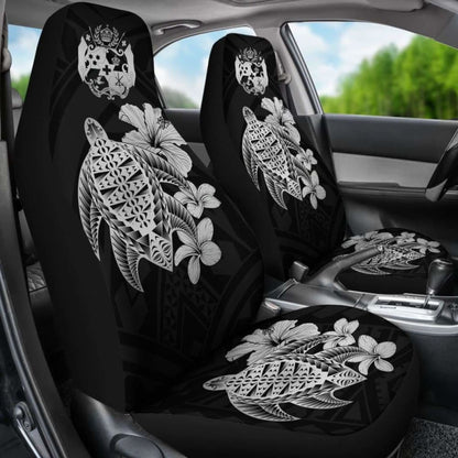 Tongan Car Seat Covers Hibiscus Plumeria Mix Polynesian Turtle Gray Awesome