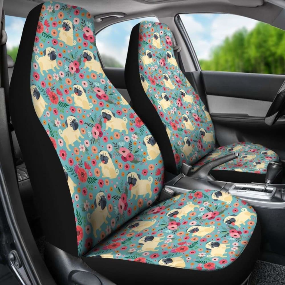 Pug Flower Car Seat Covers