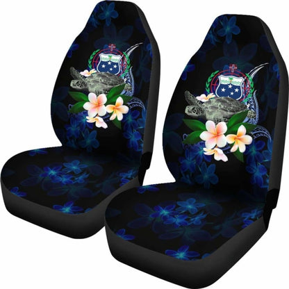Samoa Polynesian Car Seat Covers - Turtle With Plumeria Flowers -