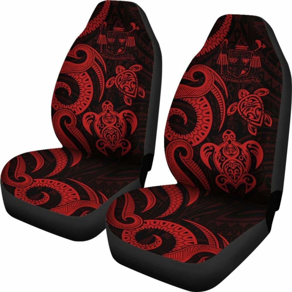 Fiji Polynesian Car Seat Covers - Red Tentacle Turtle Crest -