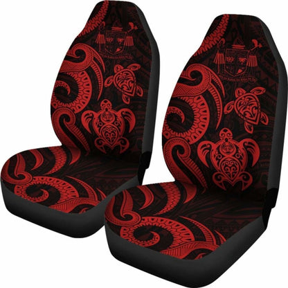 Fiji Polynesian Car Seat Covers - Red Tentacle Turtle Crest -