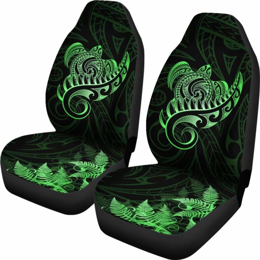New Zealand Car Seat Covers - Aotearoa Maori Turtle Silver Fern Green Awesome