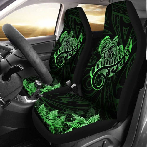 New Zealand Car Seat Covers - Aotearoa Maori Turtle Silver Fern Green Awesome