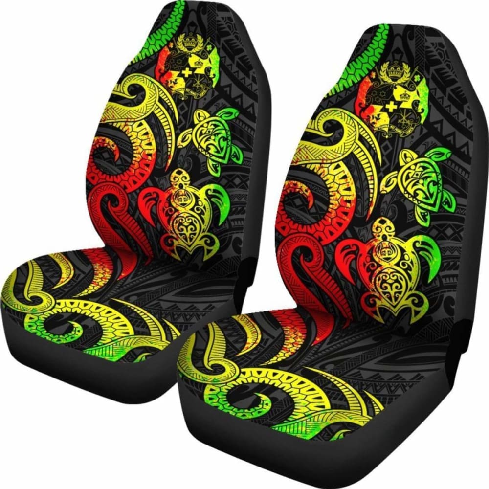 Tonga Polynesian Car Seat Covers - Reggae Tentacle Turtle -