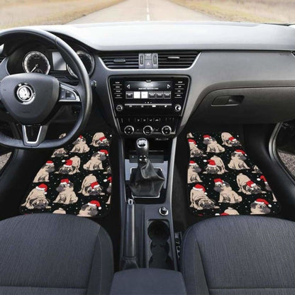 Christmas Pugs Santa_S Red Cap Pattern Front And Back Car Mats