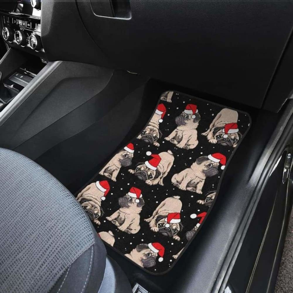 Christmas Pugs Santa_S Red Cap Pattern Front And Back Car Mats