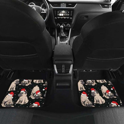 Christmas Pugs Santa_S Red Cap Pattern Front And Back Car Mats