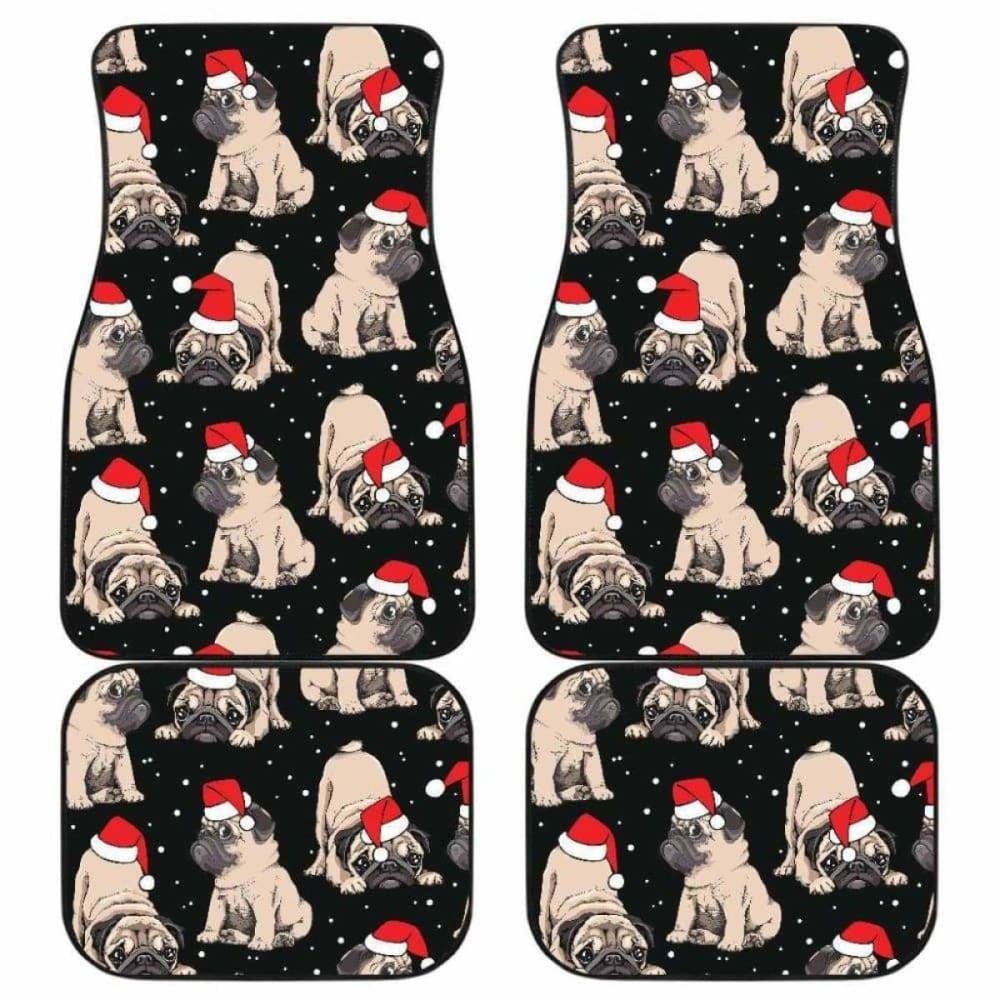Christmas Pugs Santa_S Red Cap Pattern Front And Back Car Mats