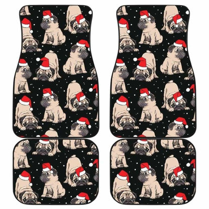 Christmas Pugs Santa_S Red Cap Pattern Front And Back Car Mats