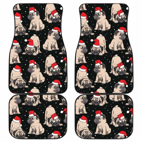 Christmas Pugs Santa_S Red Cap Pattern Front And Back Car Mats