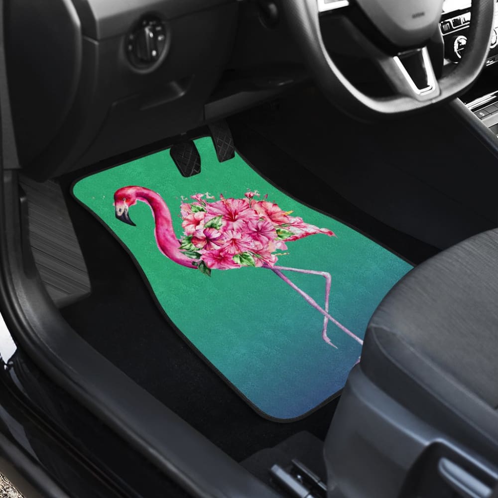 Floral Pink Flamingos Flowers Car Floor Mats