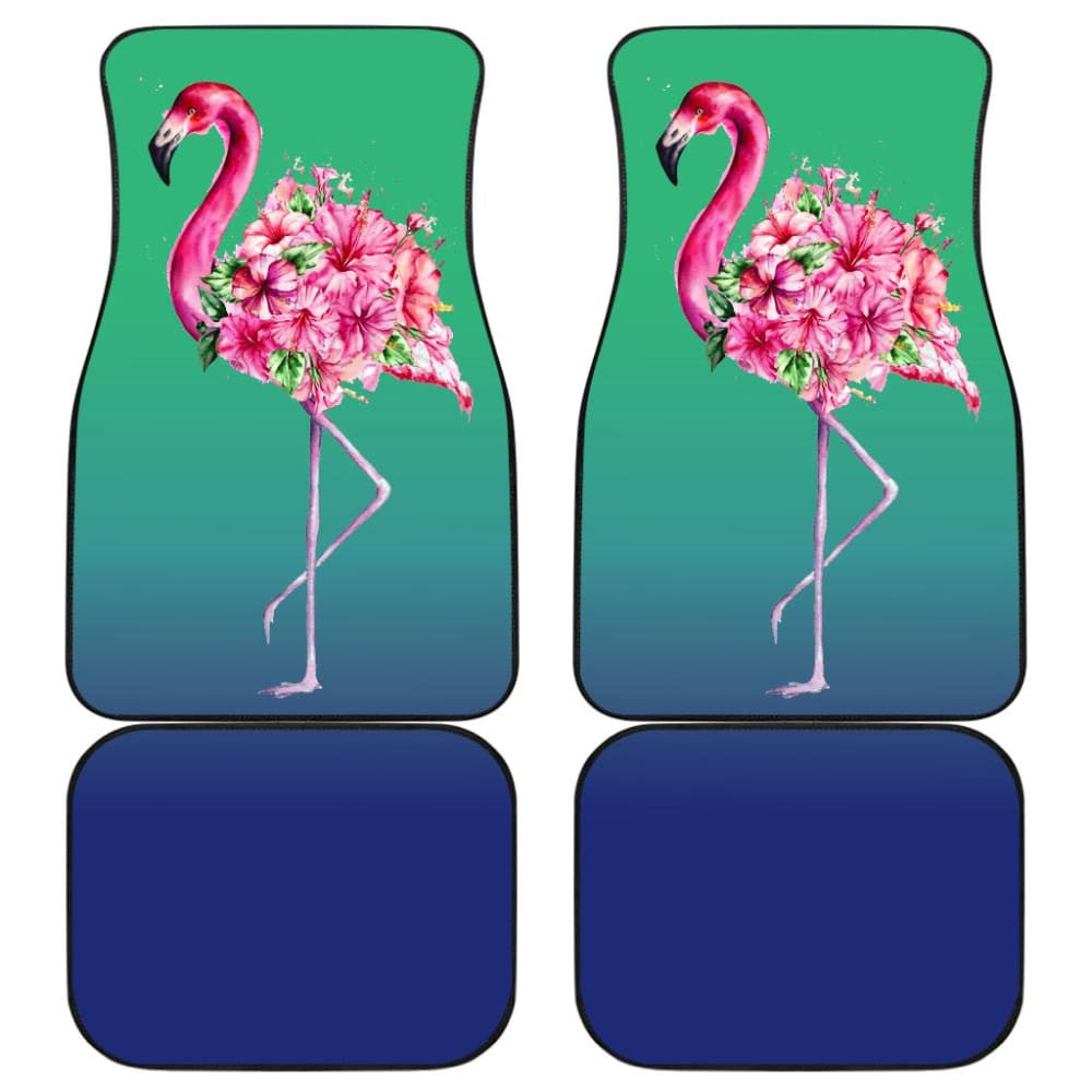 Floral Pink Flamingos Flowers Car Floor Mats