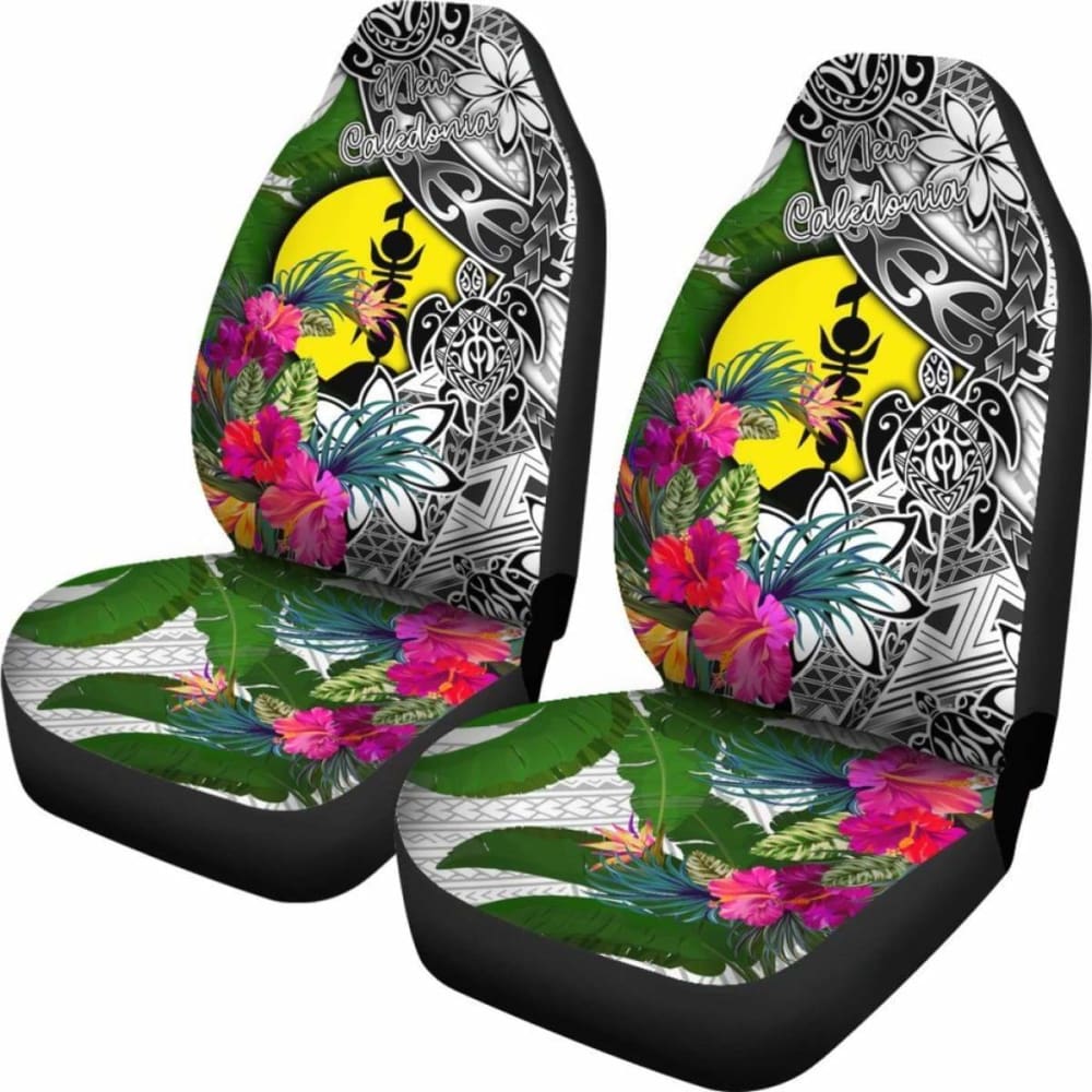 New Caledonia Car Seat Covers White - Turtle Plumeria Banana Leaf -