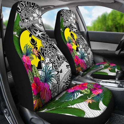 New Caledonia Car Seat Covers White - Turtle Plumeria Banana Leaf -
