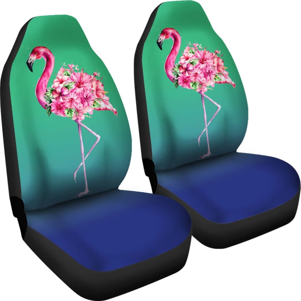 Floral Pink Flamingos Flowers Car Seat Covers