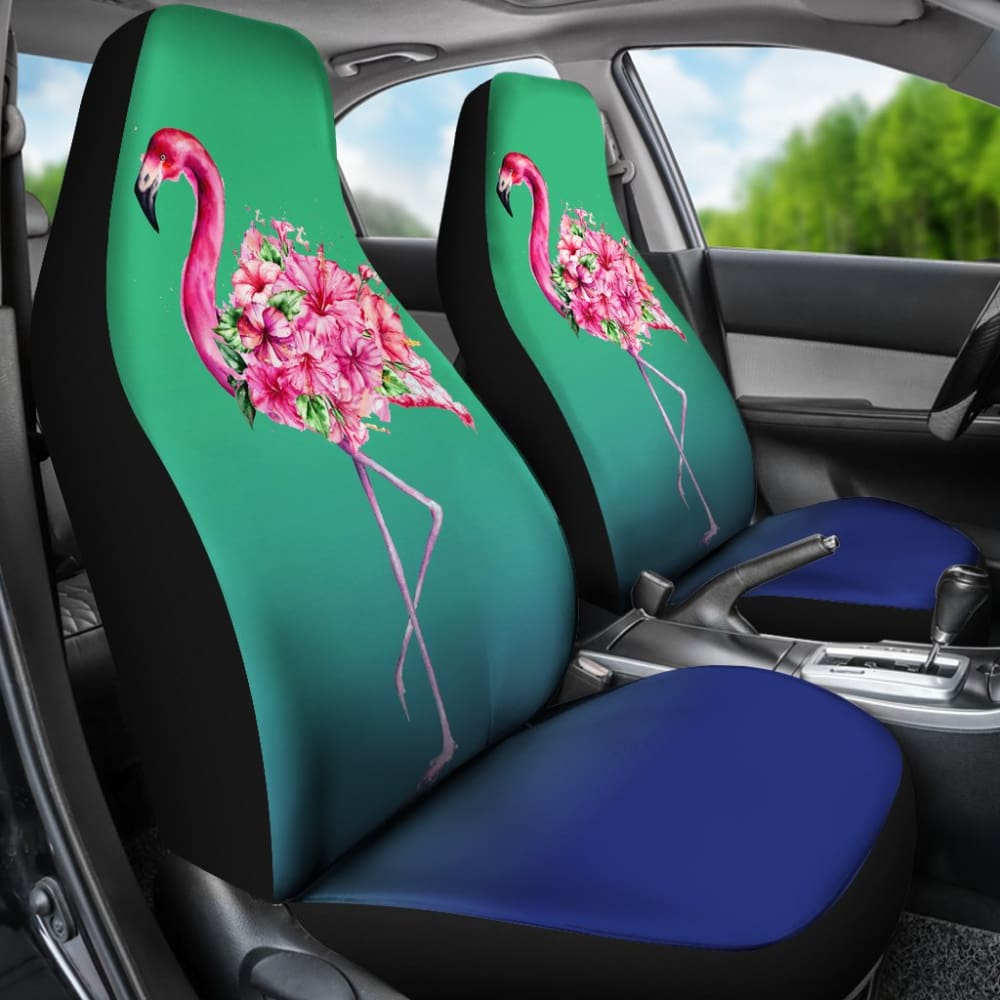 Floral Pink Flamingos Flowers Car Seat Covers
