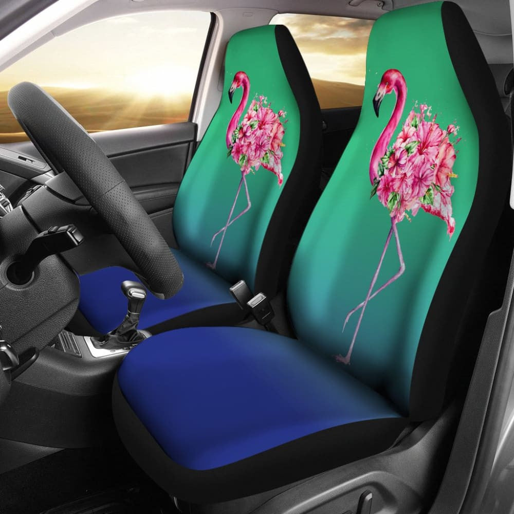 Floral Pink Flamingos Flowers Car Seat Covers