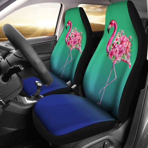 Floral Pink Flamingos Flowers Car Seat Covers