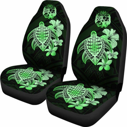 Tongan Car Seat Covers Hibiscus Plumeria Mix Polynesian Turtle Green Awesome