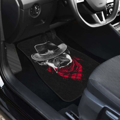 Pugdog Funny Cowboy In Black Theme Car Floor Mats