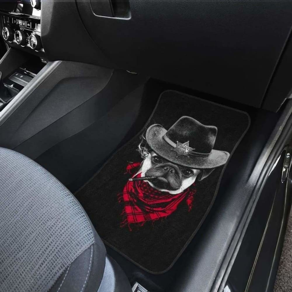 Pugdog Funny Cowboy In Black Theme Car Floor Mats