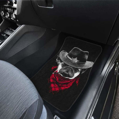 Pugdog Funny Cowboy In Black Theme Car Floor Mats