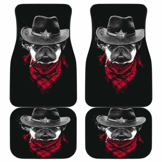 Pugdog Funny Cowboy In Black Theme Car Floor Mats